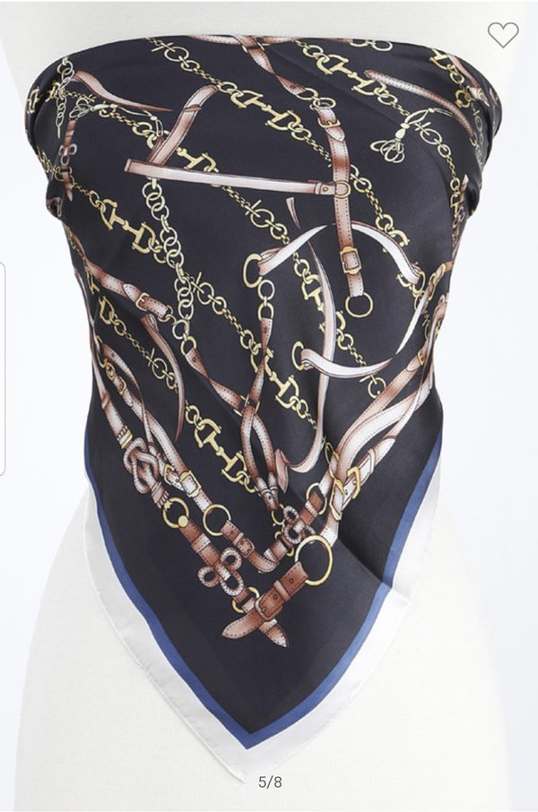 Multi belts print scarf